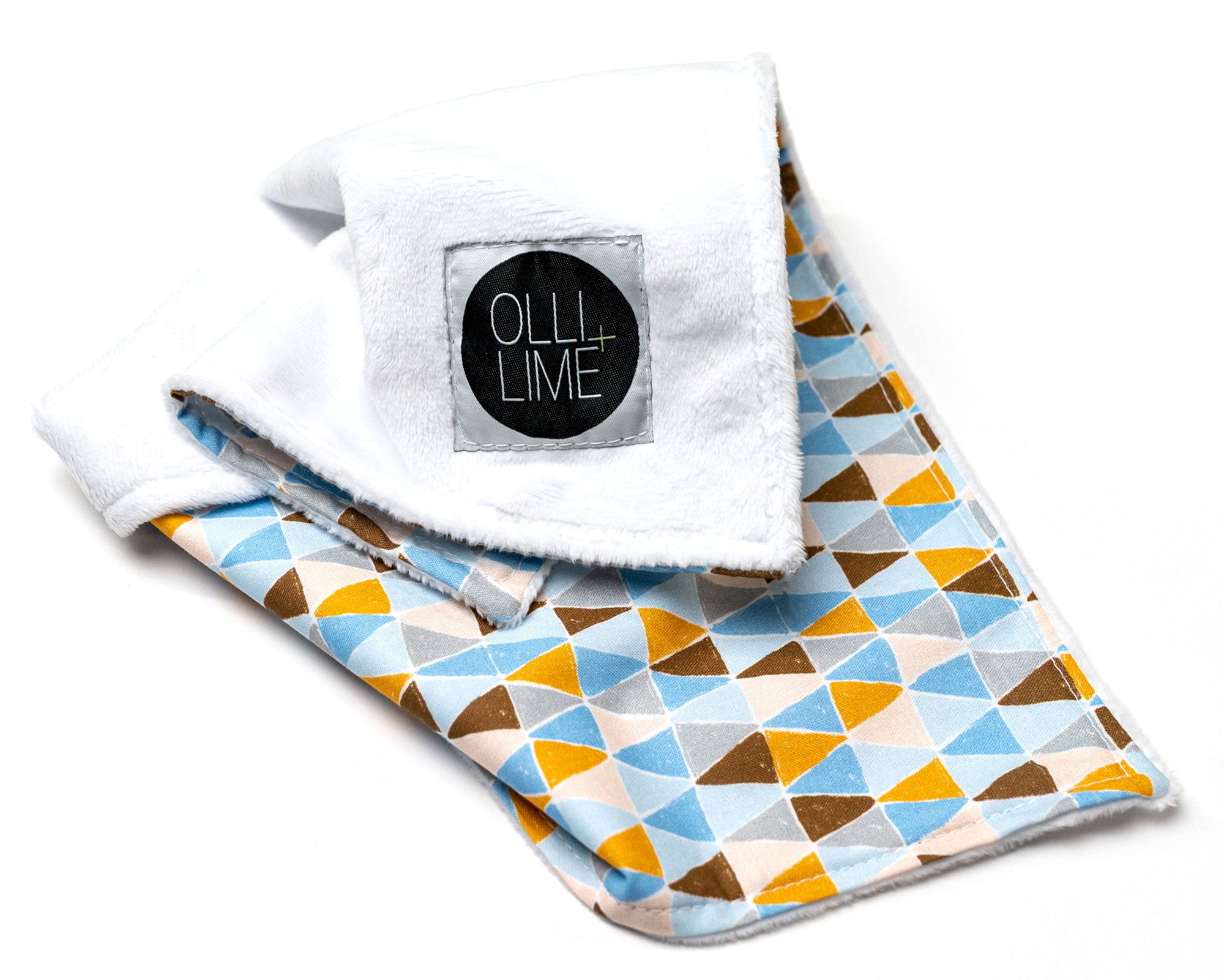 Blue Banners Marching - Lovey Cuddle- Blue/Topaz/Umber Triangles - Olli+Lime